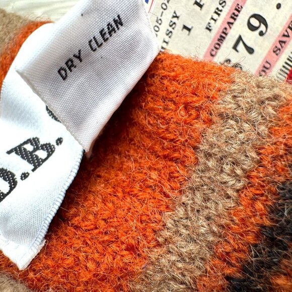 DB OHARA NWT Vintage Wool Blanket Sweater Fall Earthy Stripe Double Breasted M - Picture 8 of 9